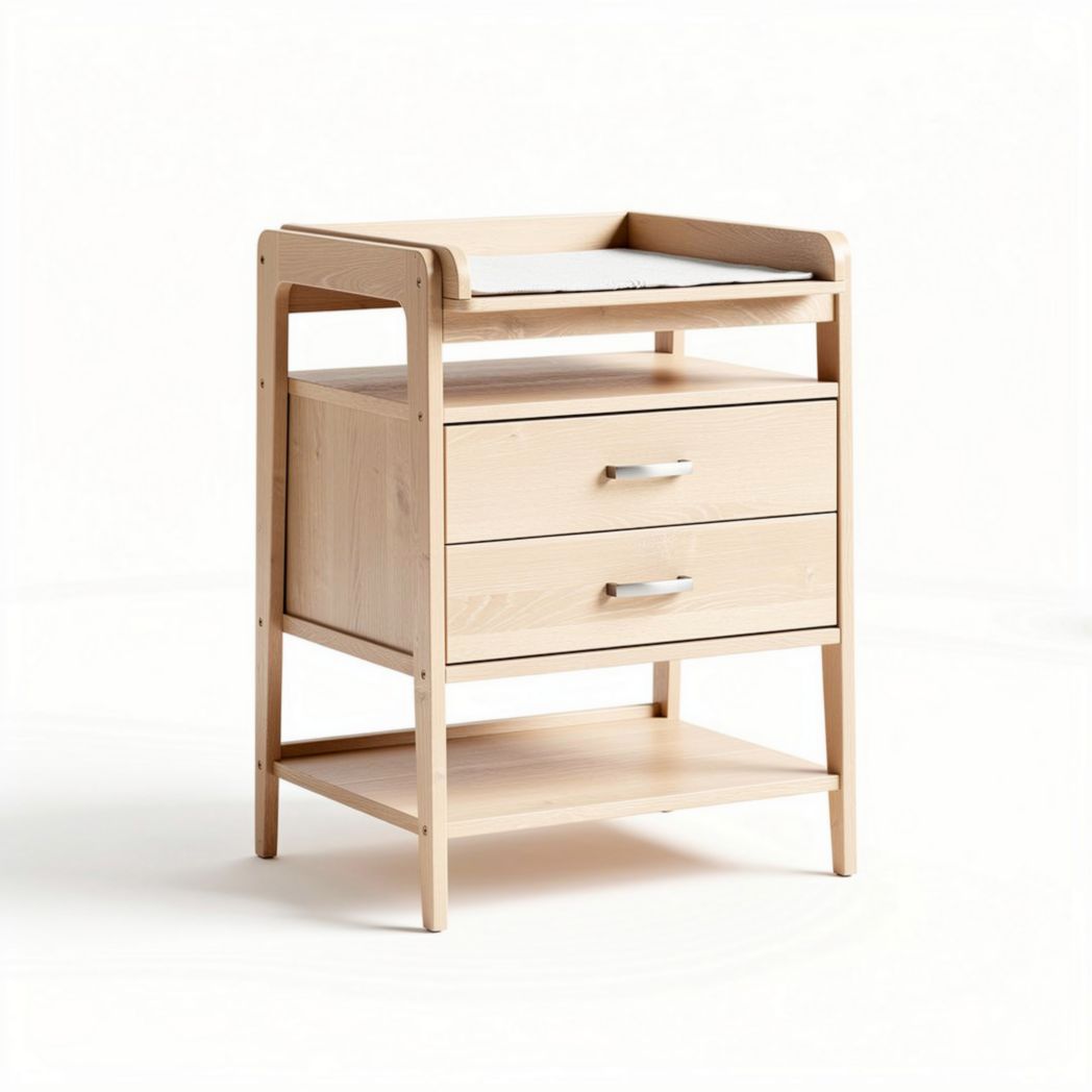 Mobiletto in legno di faggio con due cassetti e ripiano 50 x 40 x 70cm