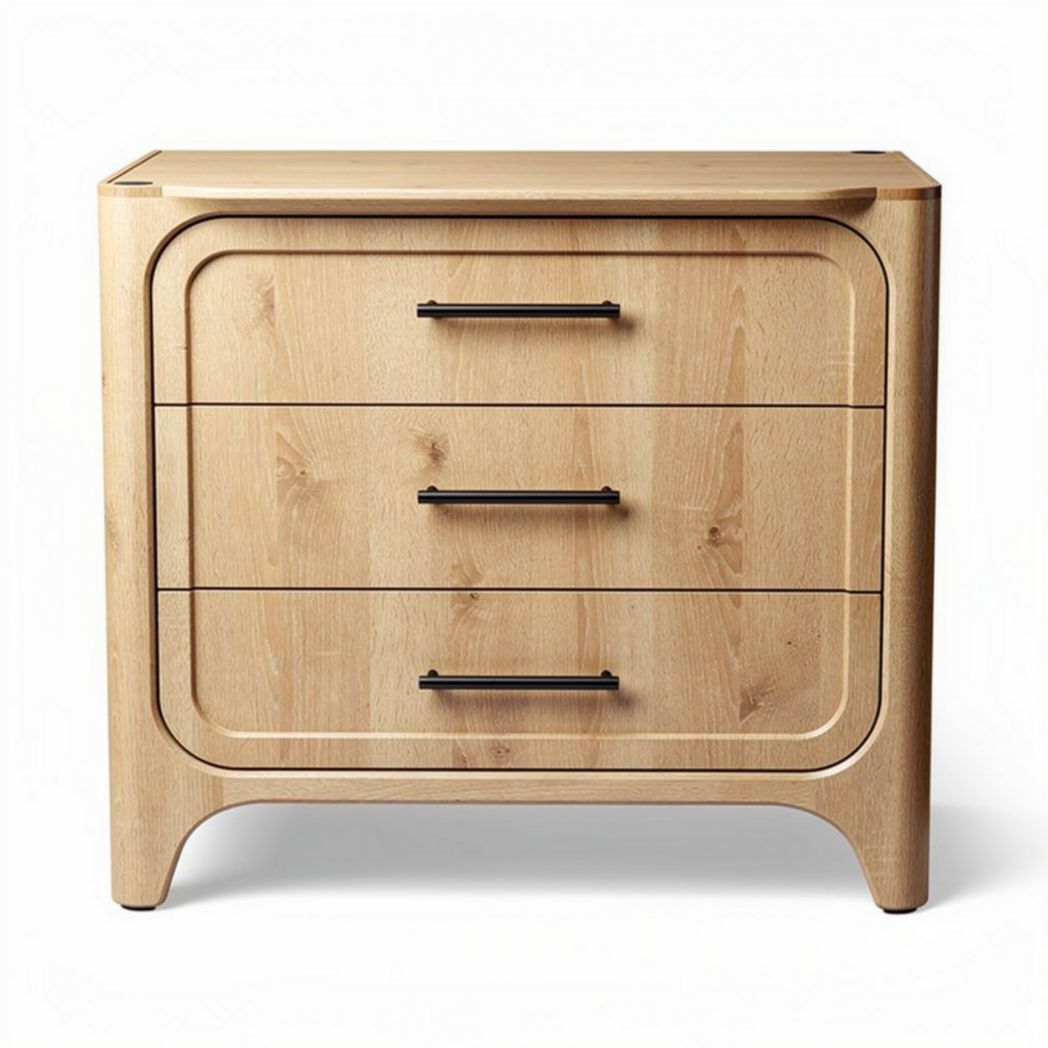 Comò in legno naturale con tre cassetti dimensioni 60 x 40 x 50cm