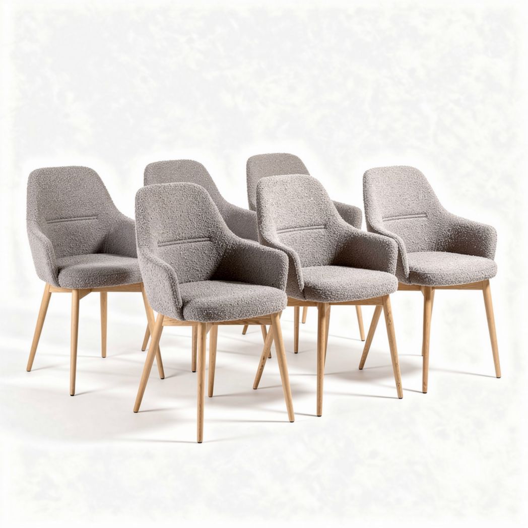 Sedia da pranzo in tessuto grigio con gambe in legno misura 50 x 50 x 80cm