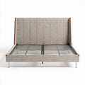 Letto matrimoniale in tessuto grigio con testiera imbottita e struttura in metallo 200 x 160 x 100cm