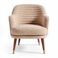 Poltrona in tessuto beige con gambe in legno altezza 90cm larghezza 80cm profondità 80cm
