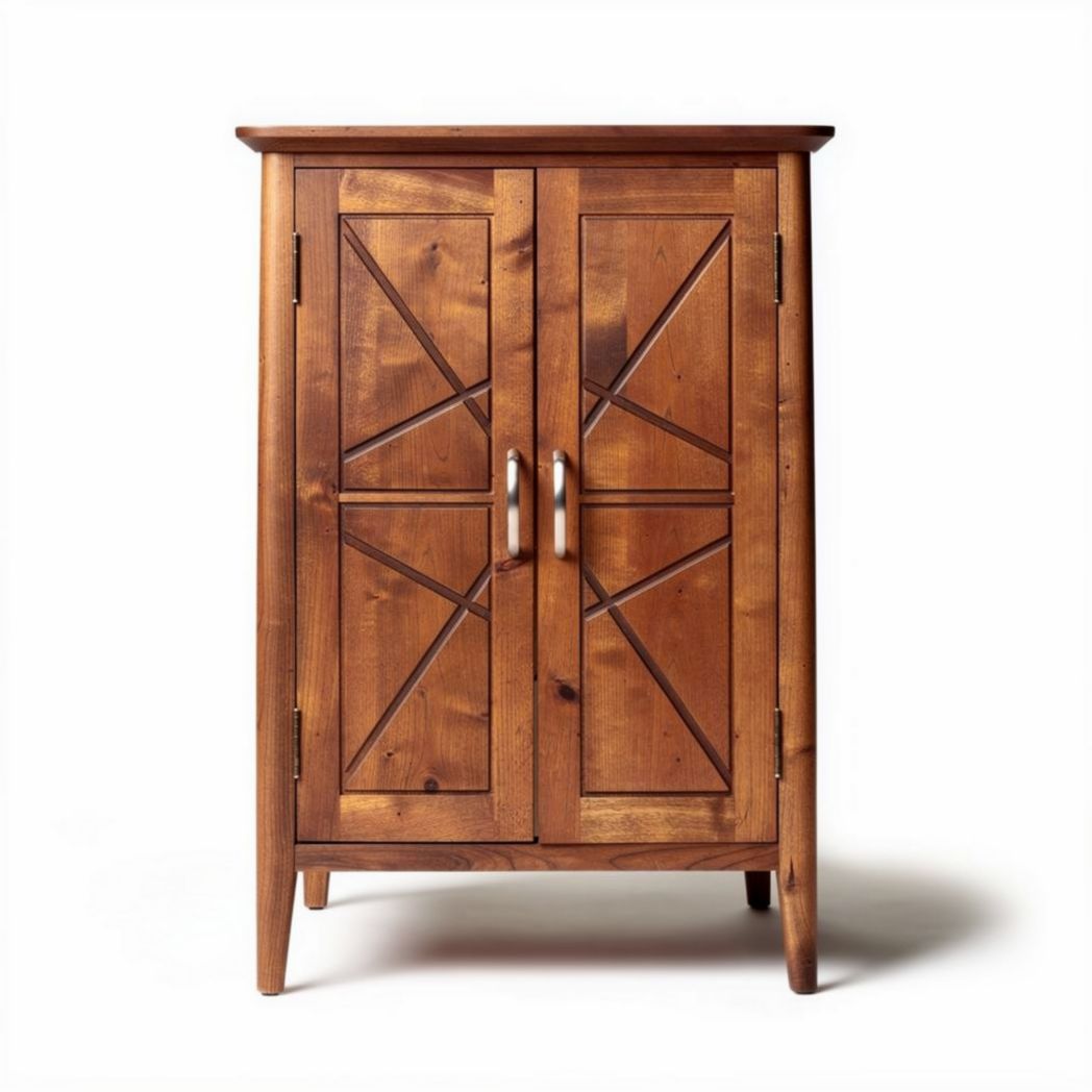 Mobiletto in legno di abete con ante decorate dimensioni 80 x 50 x 100cm