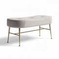Panchina in tessuto grigio con struttura in metallo dorato 120 x 50 x 40cm