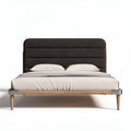 Letto matrimoniale con testata imbottita in tessuto grigio e struttura in legno 200 x 160 x 100cm