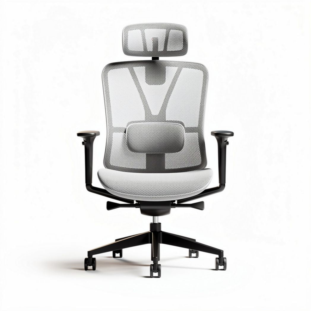 Sedia da ufficio ergonomica in rete bianca con supporto lombare regolabile 45 x 60 x 100cm