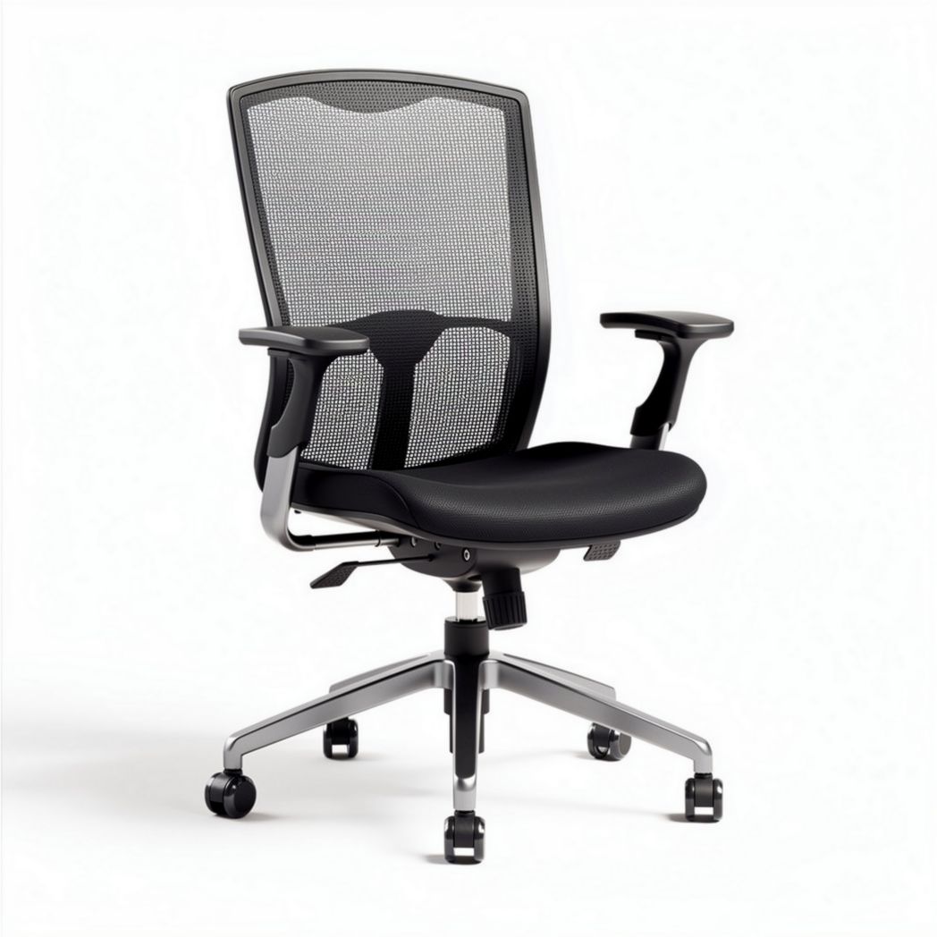 Sedia da ufficio ergonomica con rete nera e base cromata 45 x 60 x 100cm