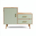 mobiletto in legno con anta e cassetti verde e naturale dimensioni 80 x 40 x 70cm
