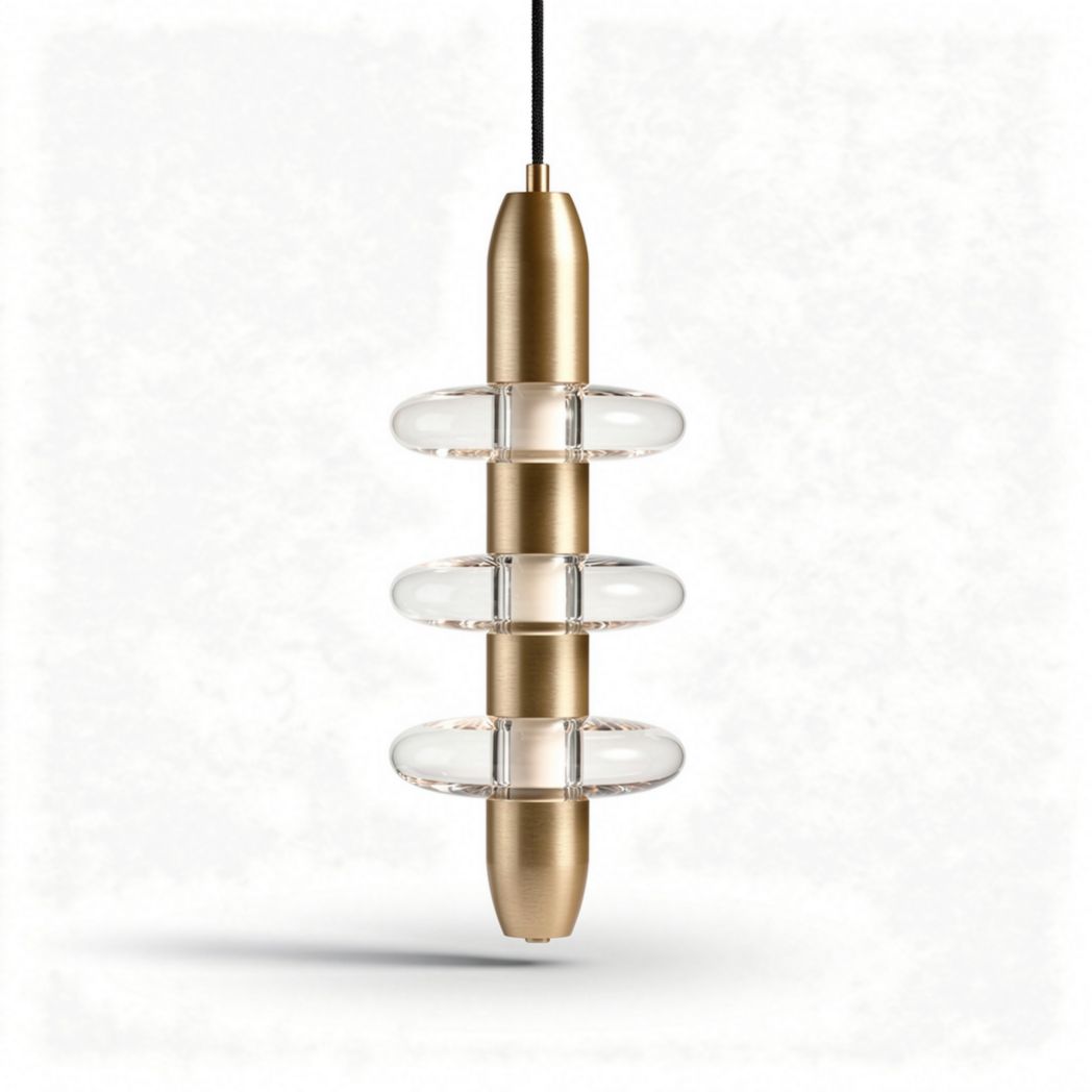 Lampada a sospensione in ottone e vetro dimensioni 15 x 15 x 30cm design moderno