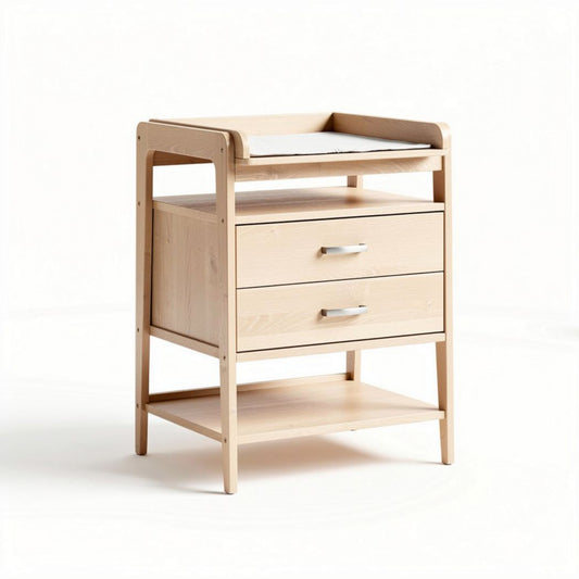 Mobiletto in legno di faggio con due cassetti e ripiano 50 x 40 x 70cm