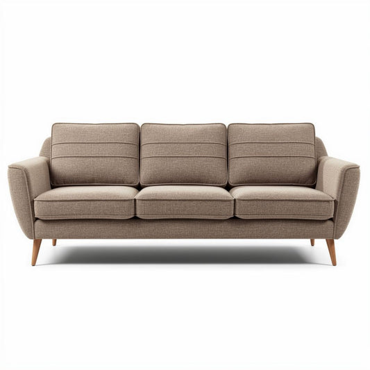 Divano in tessuto beige con struttura in legno 200 x 90 x 85cm