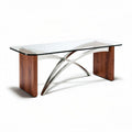 Tavolo da pranzo in vetro e legno 150 x 75 x 75cm design moderno