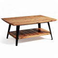 Tavolino da caffè in legno massello con ripiano sottostante 120 x 60 x 45cm